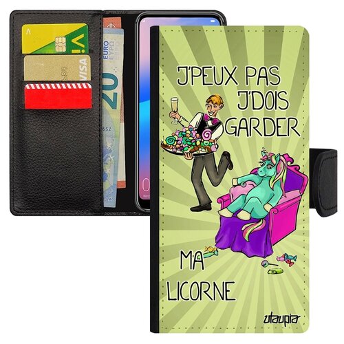 фото Чехол книжка на мобильный samsung galaxy a50, "не могу - сижу с единорогом!" пародия шутка utaupia