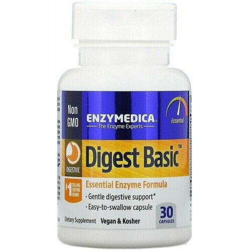 Энзимы Enzymedica Digest Basic, Дайджест бейсик состав с основными ферментами 30 капсул