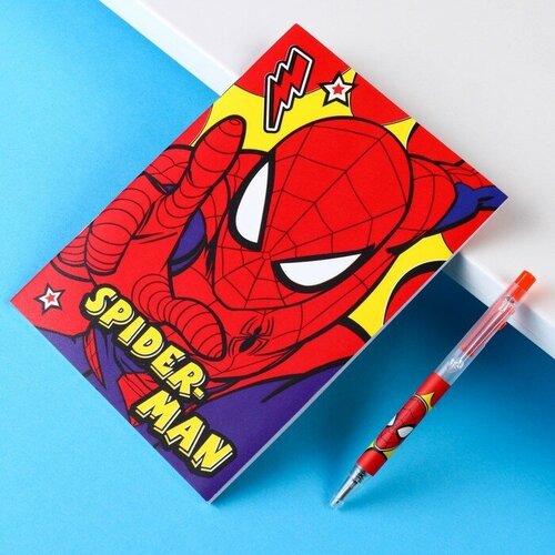 фото Marvel канцелярский набор, блокнот а5, ручка, наклейки, человек-паук