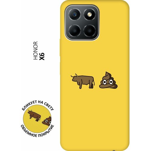 Матовый чехол Bull and Poo для Honor X6 / X8 5G / Хонор Х6 / Х8 5Г с 3D эффектом желтый матовый чехол unicorns and candies для honor x6 x8 5g хонор х6 х8 5г с 3d эффектом мятный