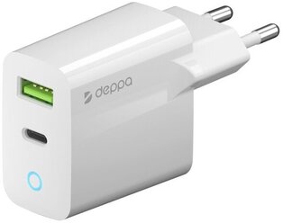 Сетевое зарядное устройство для быстрой зарядки USB- C+USB A, PD 3.0, 5А, 20 Вт