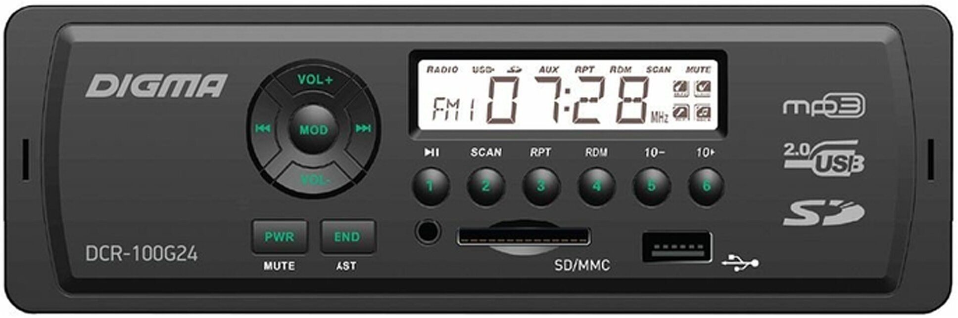 Автомагнитола DIGMA , USB, SD/MMC - фото №4