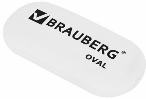 Ластик BRAUBERG "Oval", 55х23х10 мм, белый, овальный, 222471