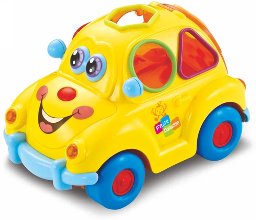 Интерактивная развивающая игрушка - сортер HOLA Машинка с фруктами, желтый/синий/красный, с 18 месяцев
