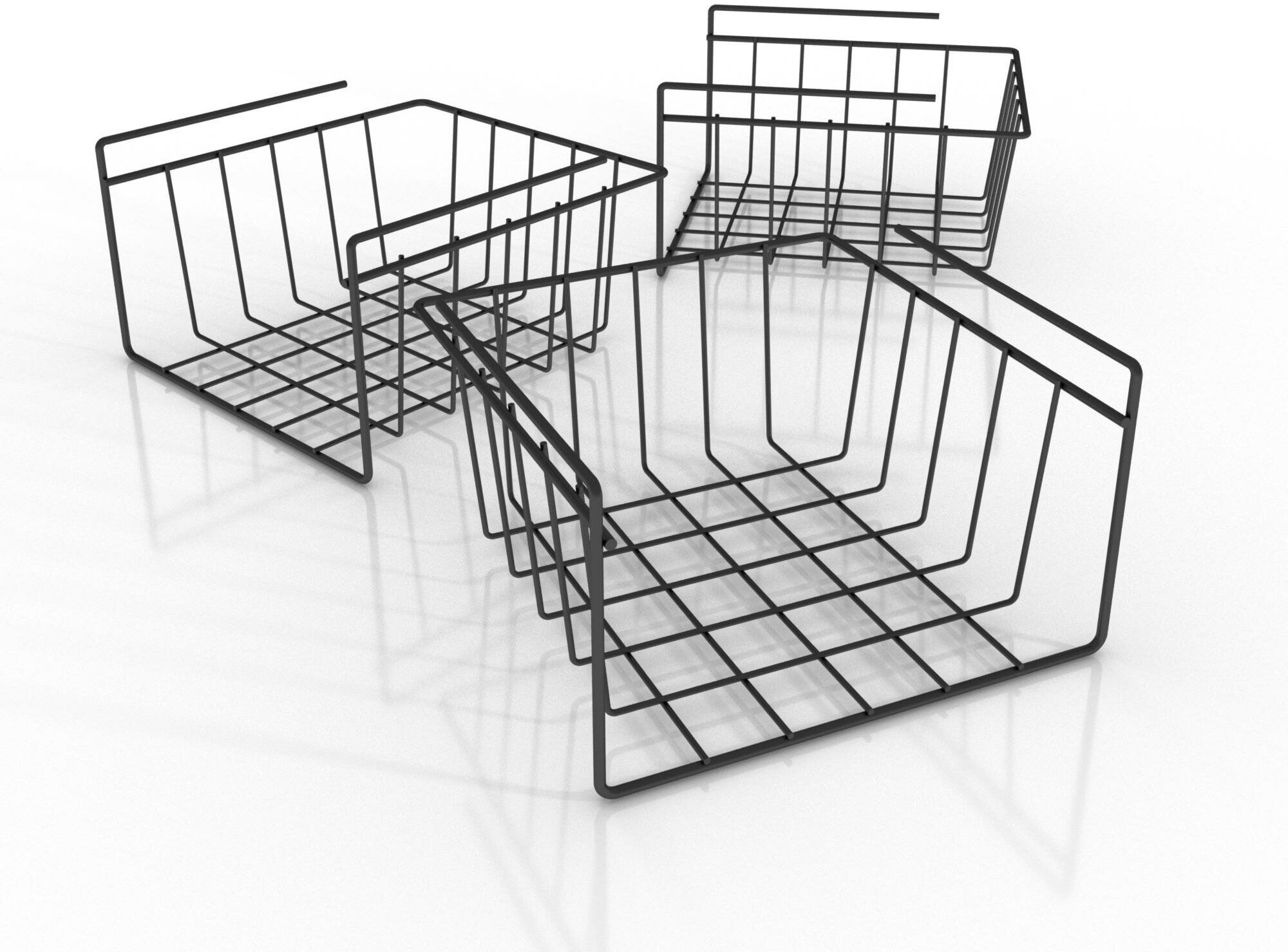 Корзина подвесная на полку 3 шт. EASY-SYSTEM 26х26х15 см черный, набор корзин, органайзер подвесной - фотография № 7