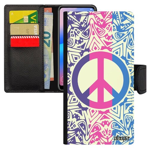 фото Чехол книжка на смартфон galaxy s8, "peace and love" символ стрит-арт utaupia