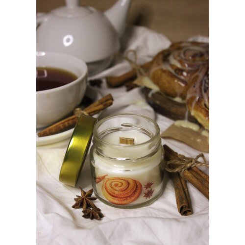 Свеча ароматическая с деревянным фитилем и крышкой - аромат 