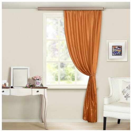 фото Штора портьерная witerra тергалет, 140*260 см, терракот, полиэстер 100%