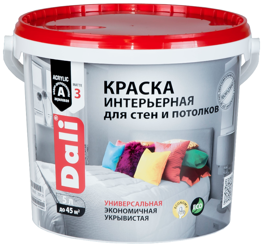 Краска для стен и потолков Dali Professional белая, глубокоматовая (5л), А (белая и под колеровку)