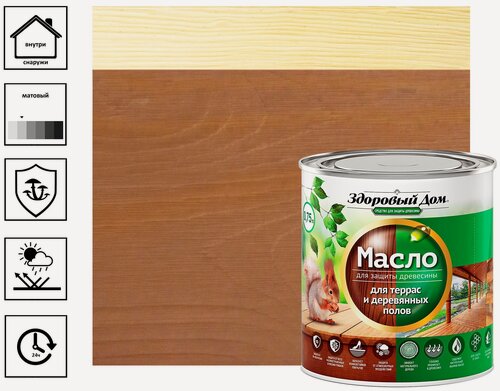Изображение товара Масло Здоровый дом деревозащитное, для террас и деревянных полов, тик, 0,75 л