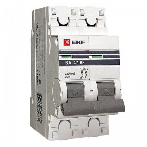 EKF Автоматический выключатель 2P 25А (C) 45kA ВА 47-63 PROxima mcb4763-2-25C-pro