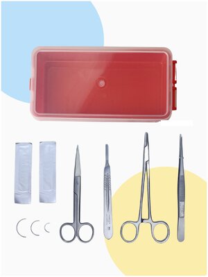 Scalpel Med Хирургический набор инструментов для шитья / Хирургические иглы , Иглодержатель / Медицинские инструменты в кейсе