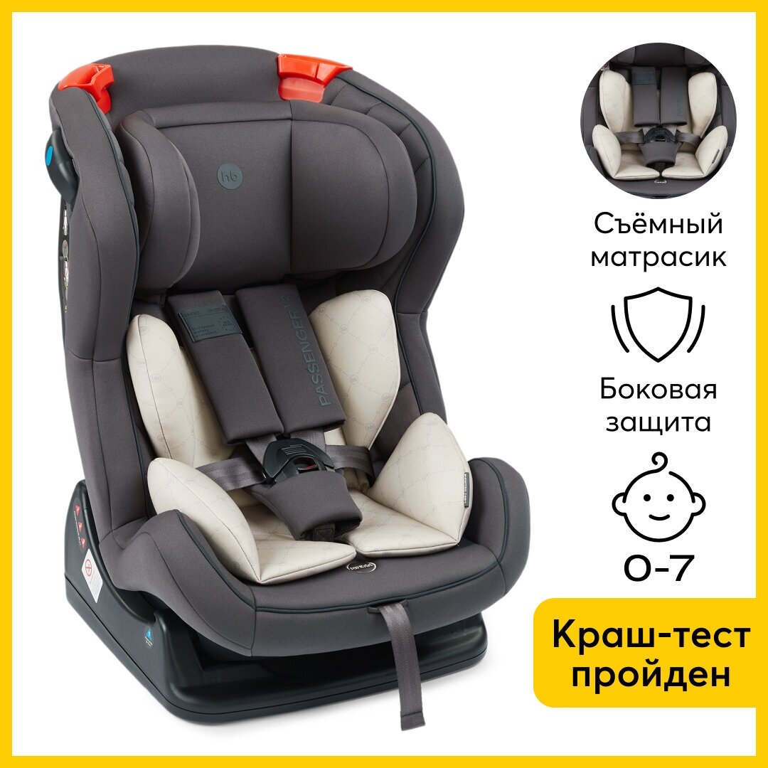 Автокресло детское от 0 до 7 лет Passenger V2 Happy Baby группы 0+/1/2 (0-25 кг), темно-серое