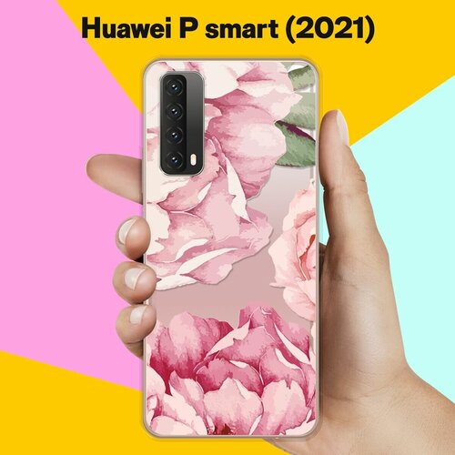 Силиконовый чехол Пионы на Huawei P Smart 2021 силиконовый чехол жираф на акуле на huawei p smart 2021 хуавей п смарт 2021