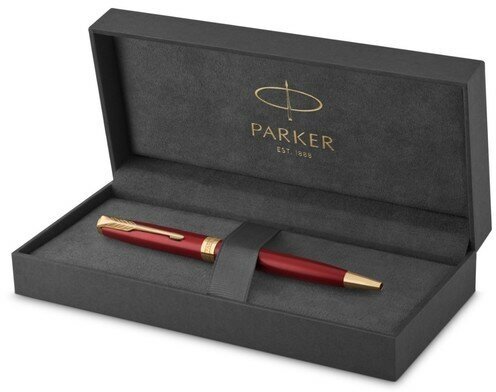 Ручка шариковая Parker Sonnet Core K539 Lacquer Intense Red GT М 1.0 мм, корпус из нержавеющей стали, чёрные чернила