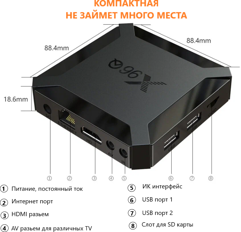 ТВ-приставка VONTAR X96Q 2 + 16 ГБ Android 100 4 ядра 4K 24 ГГц Wi-Fi