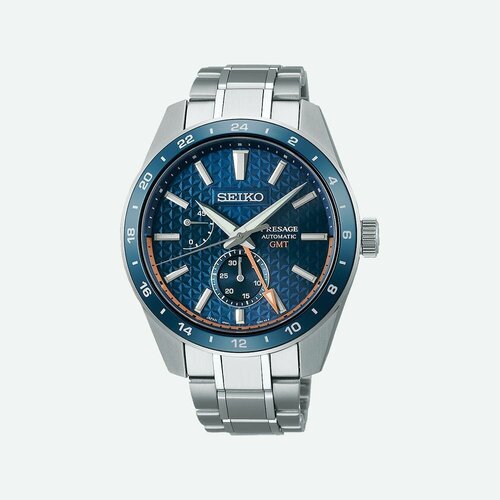 Наручные часы SEIKO Presage, серебряный, синий