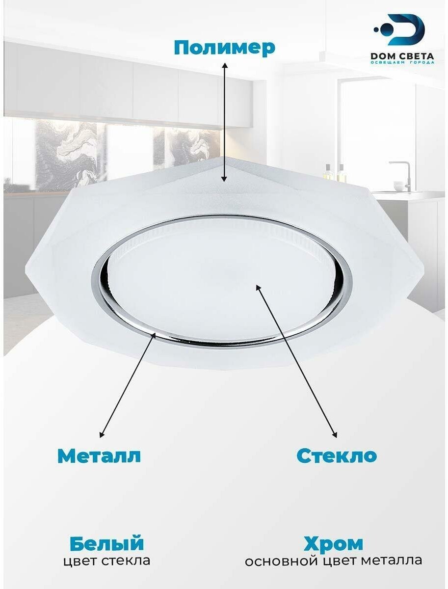 (1 шт.) Светильник встраиваемый Feron GX53 8-ми гранник подсветка светодиодный 4K 4K белый матовый хром 120(80)x40 CD5021 32660 - фотография № 7