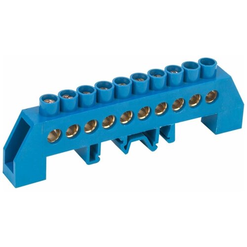 REXANT Шина N нулевая в комбинированном синем изоляторе на DIN-рейку 8x12 мм 10 групп 11-2316