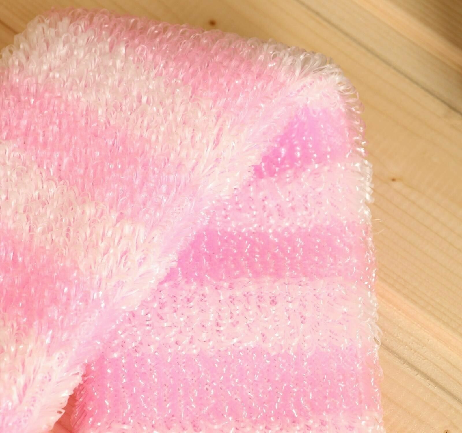 Мочалка банная с ручками "Пояс" бело розовая 45 см Добропаровъ - фотография № 2