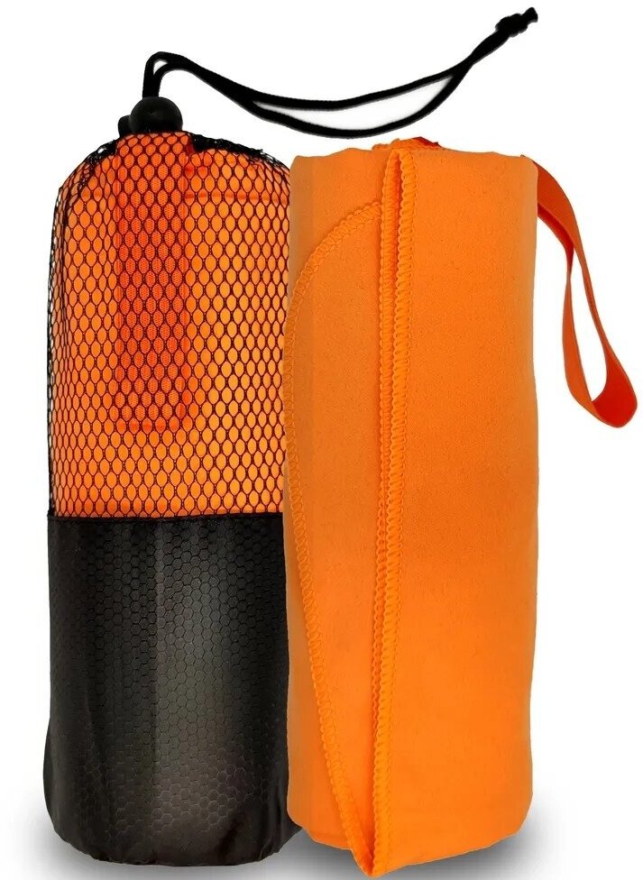 Полотенце спортивное из микрофибры 80*130см оранжевый - фотография № 6