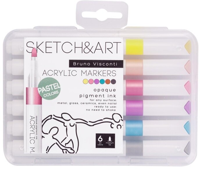 Набор акриловых маркеров Sketch&Art пастельные цвета, 6 цв. 22-0128