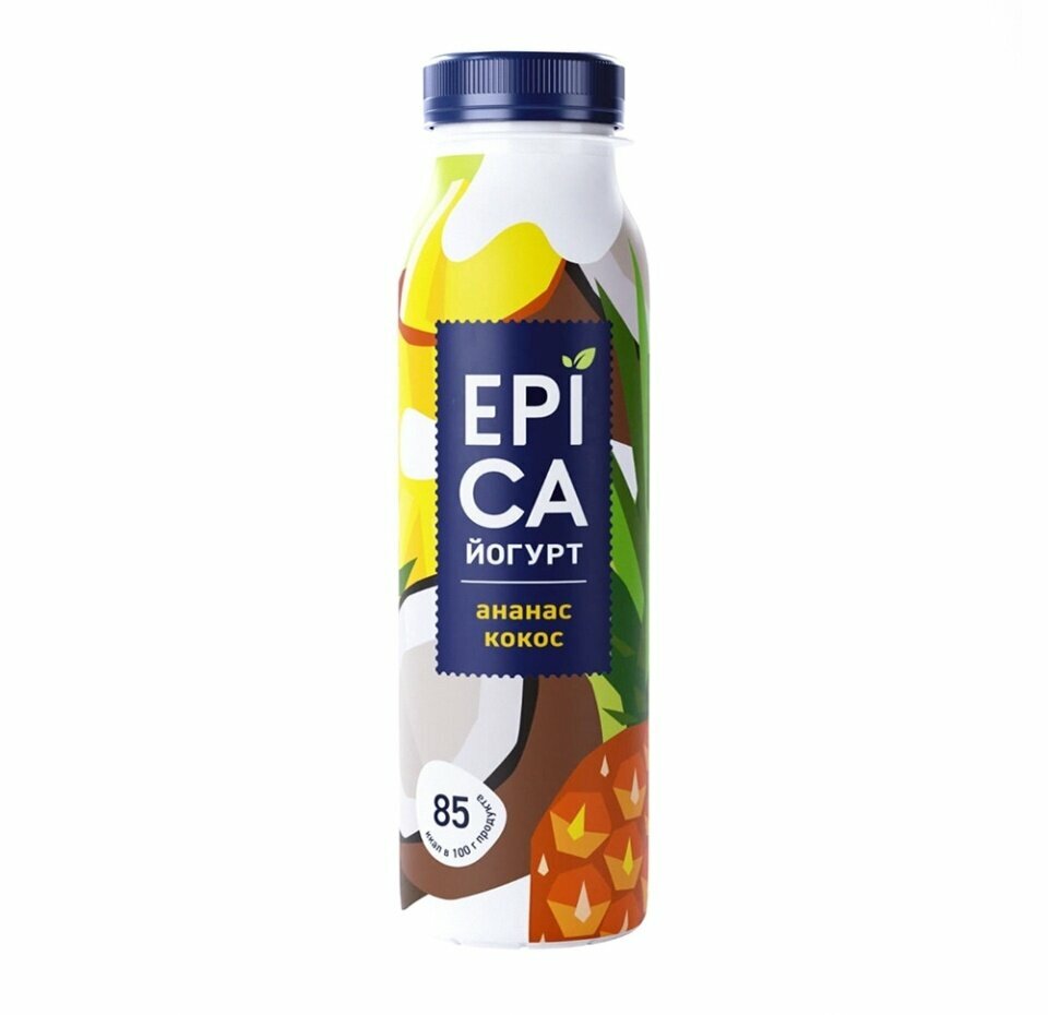 Йогурт питьевой Epica с ананасом и кокосом 2,6%