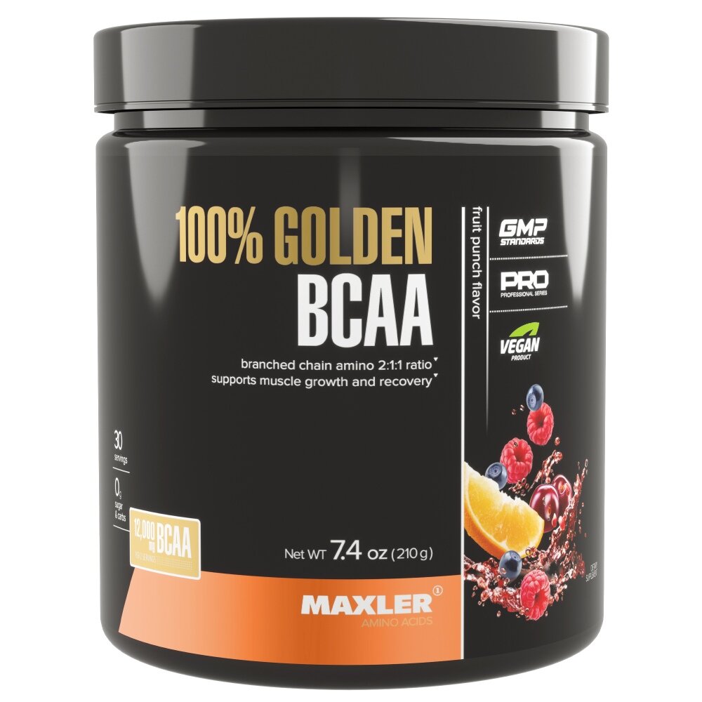 100% Golden BCAA, 210 г, Fruit Punch / Фруктовый Пунш