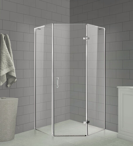 Изображение товара Душевой уголок SEAN-22 (90*90*195) трапеция, хром, прозрачное стекло, распашная дверь