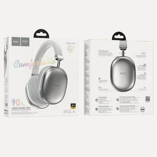 Изображение товара Наушники полноразмерные HOCO W35 Max Joy, bluetooth 5.3, AUX, серебро
