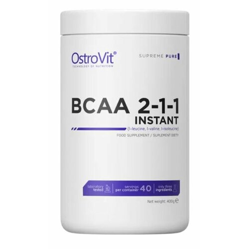 OstroVit, Supreme Pure BCAA 2-1-1 Instant, 400 г, (Нейтральный), Польша аминокислоты bcaa бцаа ostrovit supreme pure bcaa 2 1 1 400 г нейтральный