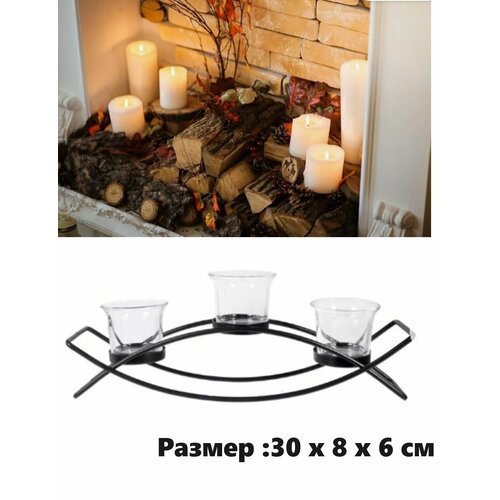 Подсвечник Стекло на металлической подставке Размер 30 х 8 х 6 см 1562₽