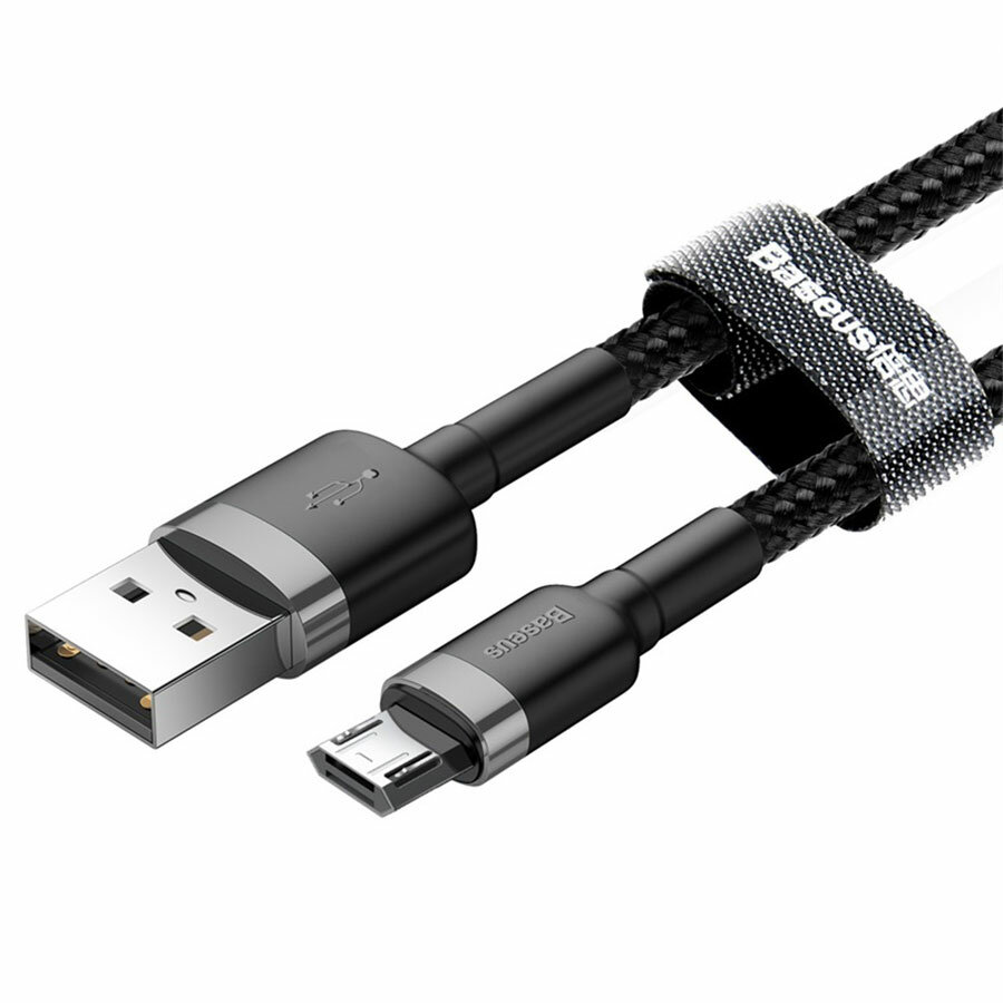 Кабель USB BASEUS Cafule USB - MicroUSB, 2.4А, 12W, 50 см, черный+серый