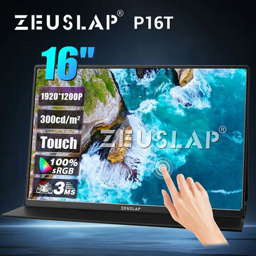 16 Портативный сенсорный монитор ZEUSLAP P16T черный 15500₽