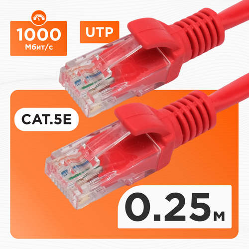 Кабель патч-корд UTP Cablexpert RJ-45, 0, 25 м, PP12-0.25M/R, красный