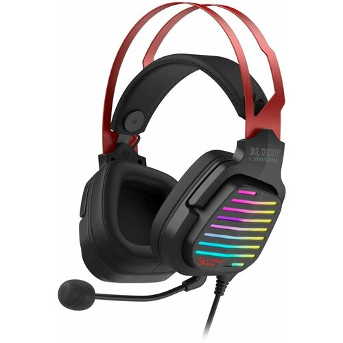 Гарнитура игровая A4TECH Bloody G560, для компьютера, мониторные, проводные, черный / красный [g560 sports red] красный, черный, красный