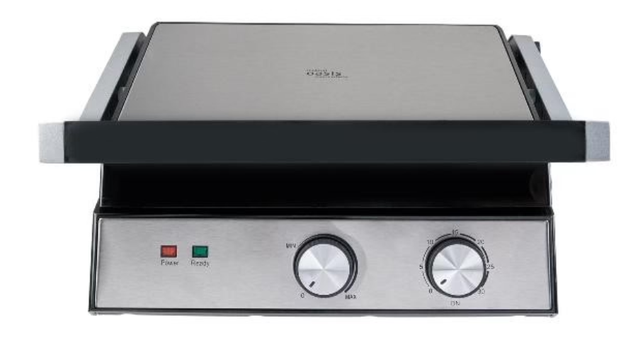 Гриль Oasis GR-3ST 2000Вт; серебристый металлик, механическое управление