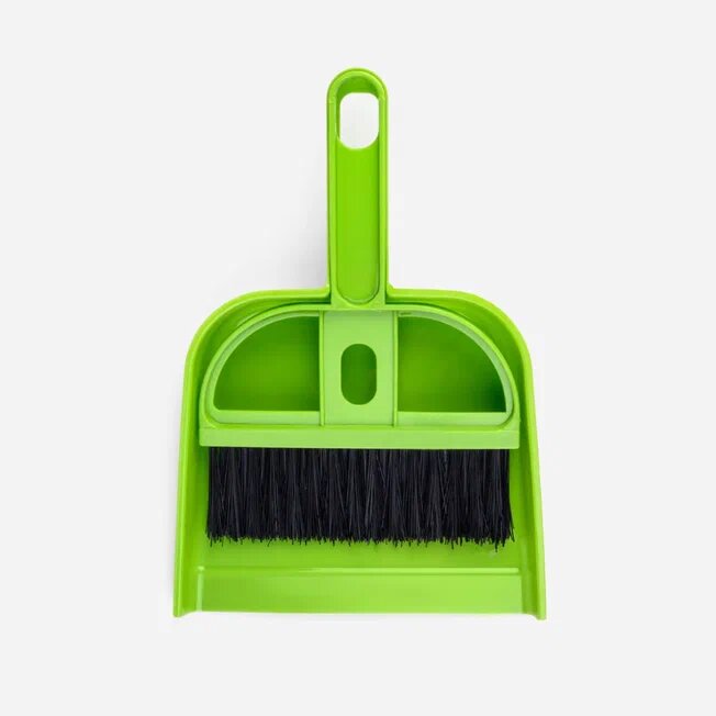 Набор для уборки маленький совком и щетка, пластиковый, (лайм) — фото 1