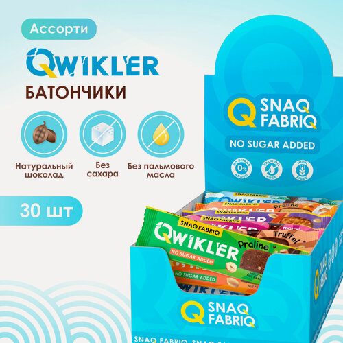 Изображение товара SNAQ FABRIQ Qwikler Батончик в шоколаде без сахара "Ассорти", 30 шт