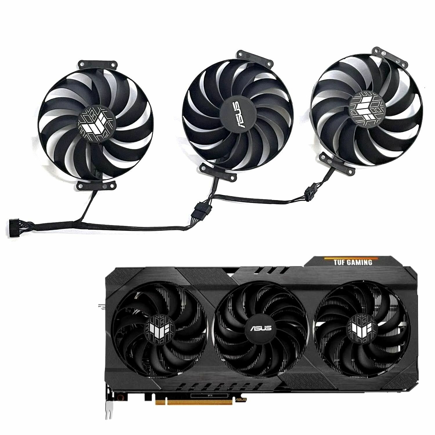 CF1010U12S, T129215SU. 95мм, 7 pin. Комплект кулеров (вентиляторов охлаждения) для видеокарт Asus TUF RX 6700 6750 6800 6900 6950 XT — фото 1