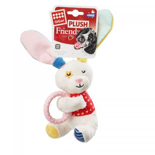 GiGwi Plush Friendz игрушка для собак заяц с кольцом (17 см.) - фото №2