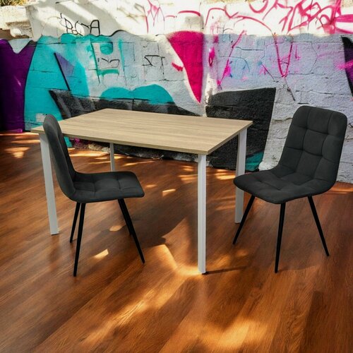 Изображение товара Стол обеденный/ цвет столешницы Дуб Сонома, 130*80 см. Ножки белые.