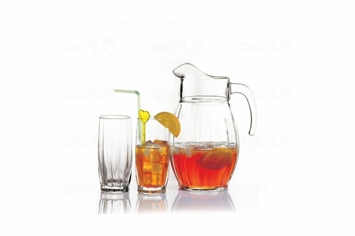 Питьевой набор Dance, Pasabahce, кувшин, 1700 мл, стаканы, 320 мл, 6 шт, стекло. — фото 1