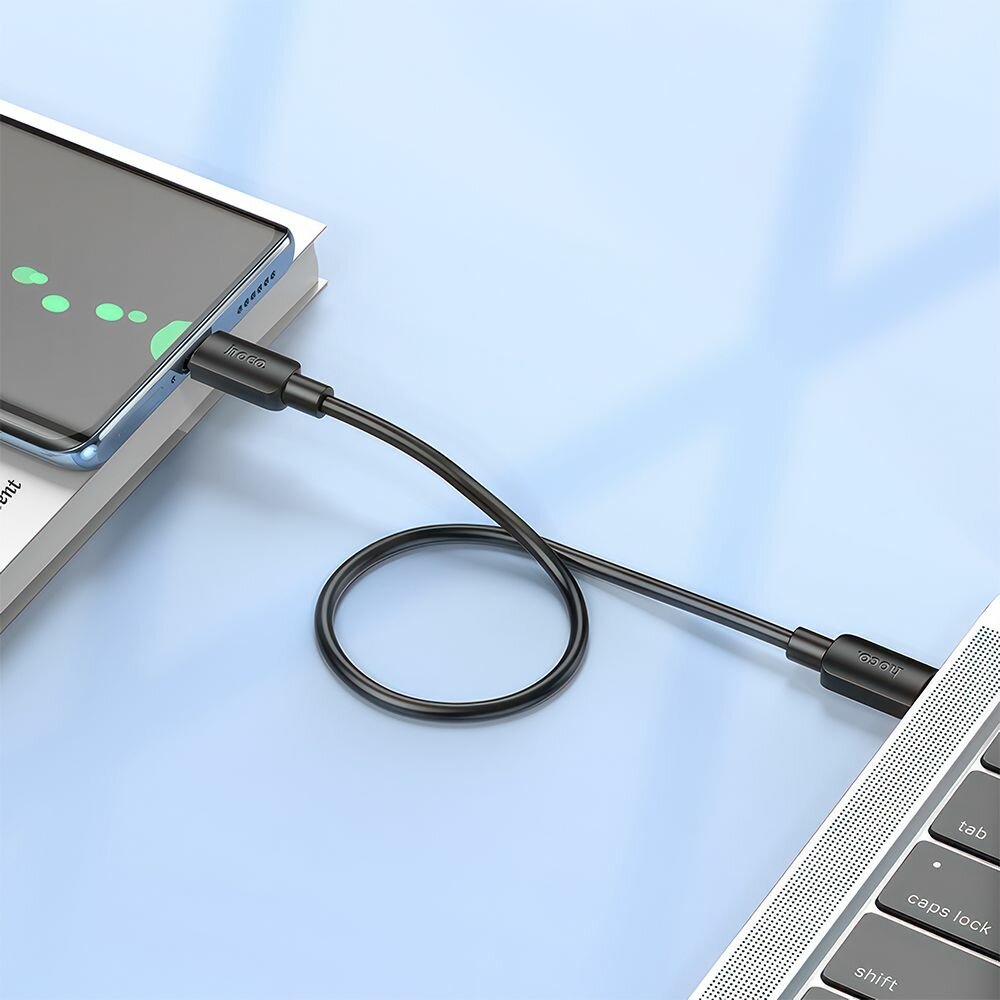 USB-C кабель HOCO X96 Hyper Type-C, 3А, 60W, 0.25м, PVC (черный) — фото 1