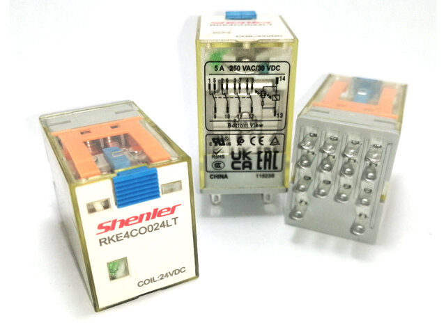 RKE4CO024LT Реле 4CO, 5A(250VAC/30VDC), 24VDC, мех. индикация, тест-кнопка с блокировкой, LED (аналог RXM4AB1BD)