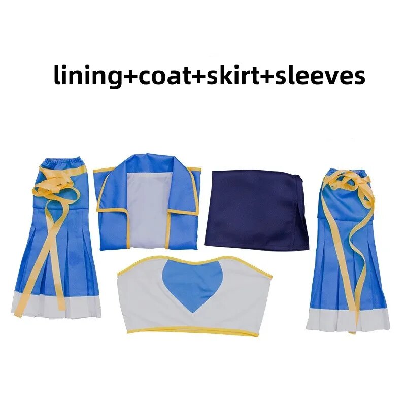 Аниме Fairy Tail Люси Хартфилия Косплей Костюм Убийцы Семь лет спустя Синяя куртка Юбка Опора Парик Женщина Сексуальный комплект Мяча в маске XL FAIRY TAIL Синий Женский
