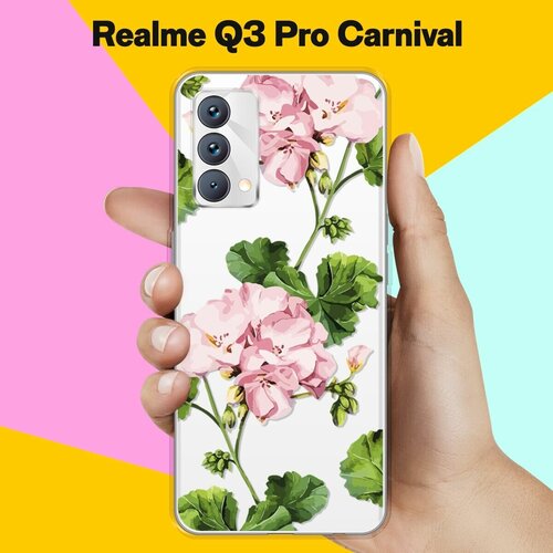 Силиконовый чехол на realme Q3 Pro Carnival Edition Пионы / для Реалми Ку 3 Про Карнивал силиконовый чехол на realme q3 pro carnival edition my cat для реалми ку 3 про карнивал