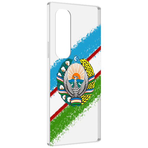 чехол mypads флаг казахстана для samsung galaxy z fold 4 sm f936 задняя панель накладка бампер Чехол MyPads Герб флаг Узбекистана для Samsung Galaxy Z Fold 4 (SM-F936) задняя-панель-накладка-бампер