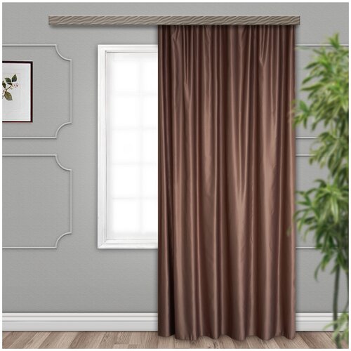 фото Штора портьерная сатин однотонный шоколад 135*260 1шт. witerra