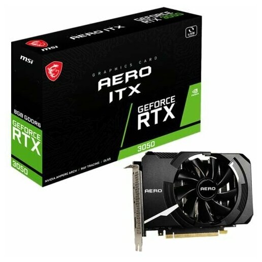 Видеокарта MSI PCI-E 4.0 RTX 3050 AERO ITX 8G OCV1 NVIDIA GeForce RTX 3050 8Gb 128bit GDDR6 1807/14000 DVIx1 HDMIx1 DPx1 HDCP Ret